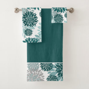 Conjunto De Toalhas Padrão de Cinza de Azul Aqua