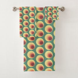 Conjunto De Toalhas Padrão de Círculo Inspirado no Retro dos Anos 70