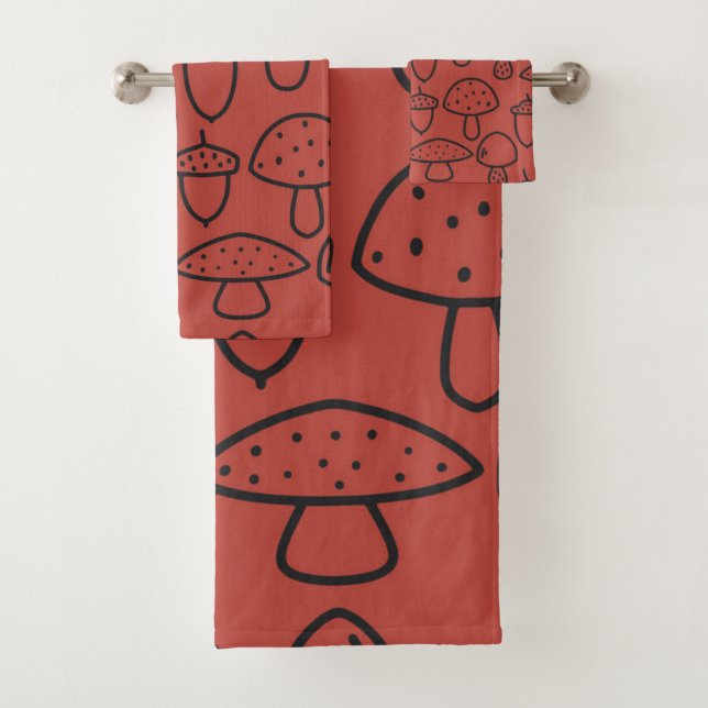 Conjunto De Toalhas Padrão de cogumelo (Insitu)