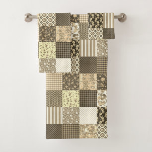 Conjunto De Toalhas Padrão de Colagem de Portas do Rustic Vintage Beig