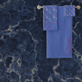 Conjunto De Toalhas Padrão de coloração geométrica azul