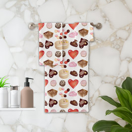 Conjunto De Toalhas Padrão de Coração de Chocolate Colorido e Charmoso