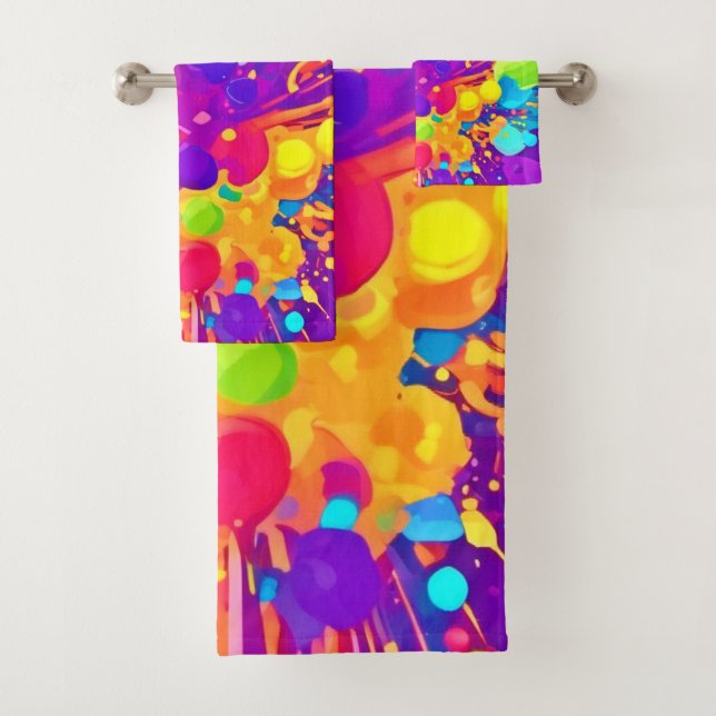 Conjunto De Toalhas Padrão de cores vibrante (Insitu)