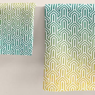 Conjunto De Toalhas Padrão de Deco Amarelo de Arte Turquesa Amarelo