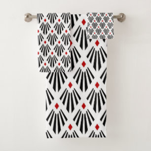Conjunto De Toalhas Padrão de Deco de Arte Negra e Negra