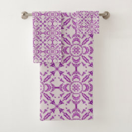 Conjunto De Toalhas Padrão de design de flor de orquídea roxa abstrata