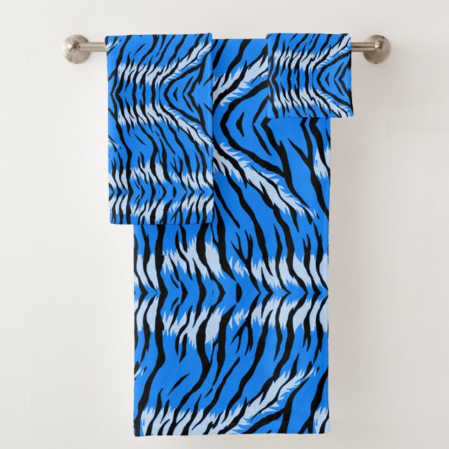 Conjunto De Toalhas Padrão de Design de Pele de Tigre Azul  (Criador carregado)