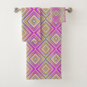 Conjunto De Toalhas Padrão de Diamante Alternativo Roxo Delicioso