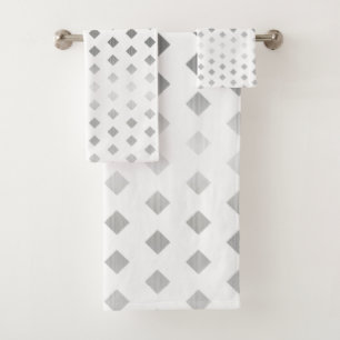 Conjunto De Toalhas Padrão de Diamante Branco de Cinzas Prateadas Deco