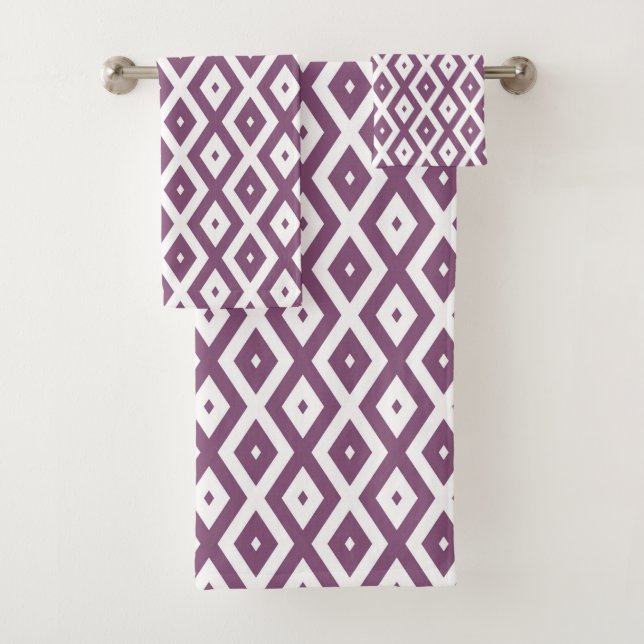 Conjunto De Toalhas Padrão de diamante branco e Mauve (Insitu)