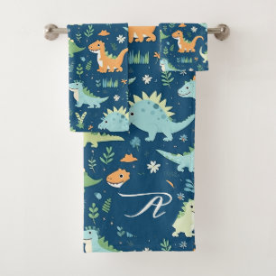 Conjunto De Toalhas Padrão de Dinossauro do Bebê