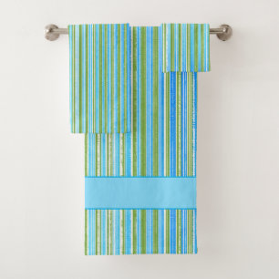 Conjunto De Toalhas Padrão de distribuição branca, azul, verde e ve