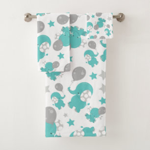 Conjunto De Toalhas Padrão De Elefantes Azuis, Elefantes Cutes, Estrel