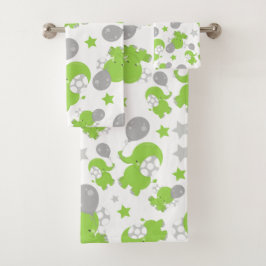 Conjunto De Toalhas Padrão De Elefantes Verdes, Elefantes Cutes, Estre