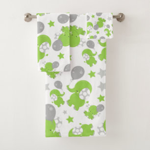 Conjunto De Toalhas Padrão De Elefantes Verdes, Elefantes Cutes, Estre