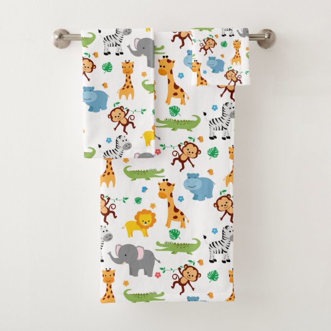 Conjunto De Toalhas Padrão de Enfermeiro de Animais Safari Cute (Insitu)