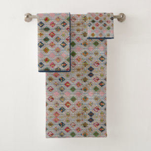 Conjunto De Toalhas Padrão de estilo quilt vitoriano do diamante