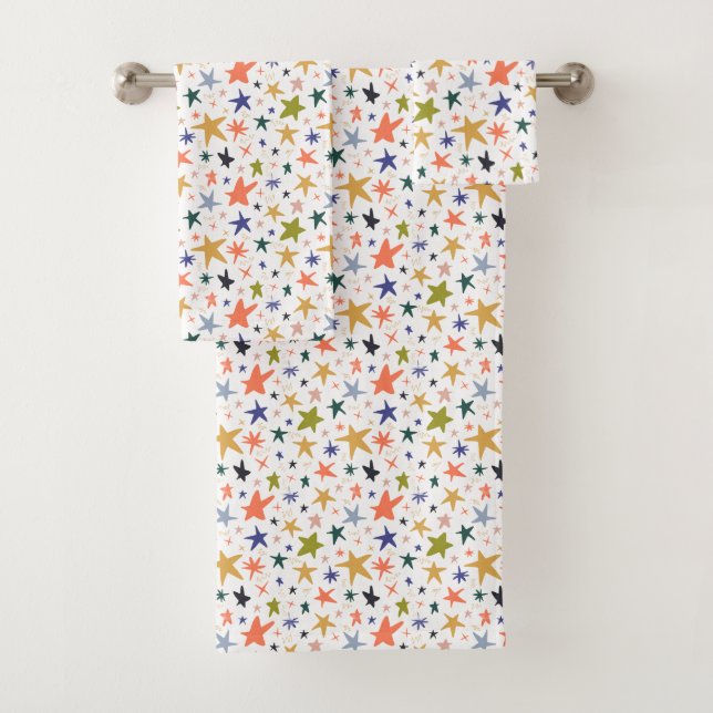 Conjunto De Toalhas Padrão de Estrela Colorido Vibrante Com (Insitu)