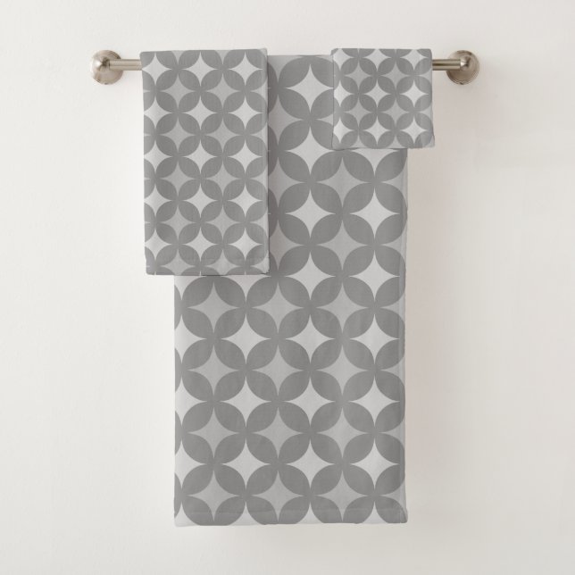 Conjunto De Toalhas Padrão de Estrela em Tons Cinza Prata (Insitu)