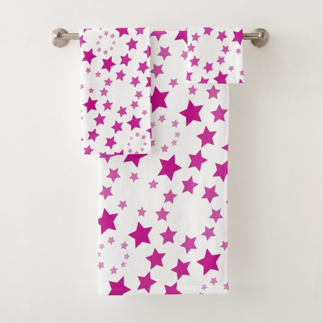 Conjunto De Toalhas Padrão De Estrela Rosa (Insitu)