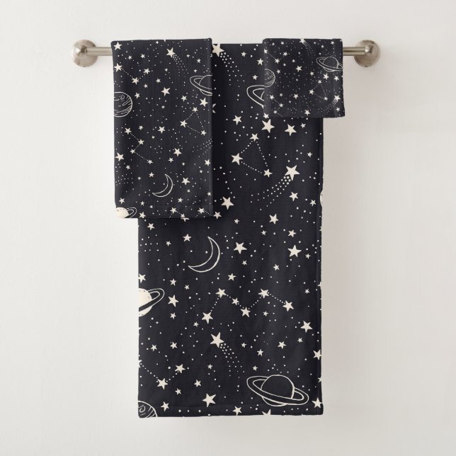 Conjunto De Toalhas Padrão de estrelas e planetas (Insitu)