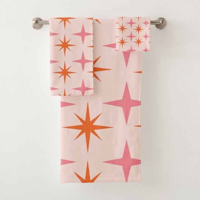 Conjunto De Toalhas Padrão de Estrelas Explosivas Retro de Meados do S (Insitu)