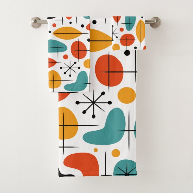 Conjunto De Toalhas Padrão de explosão em estilo Mid Century Modern (Insitu)
