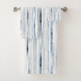 Conjunto De Toalhas Padrão de Faixa de Aquarela Minimalista Azul