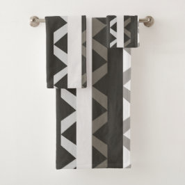 Conjunto De Toalhas Padrão de Faixa de Triângulo Branco da Cinza Conte