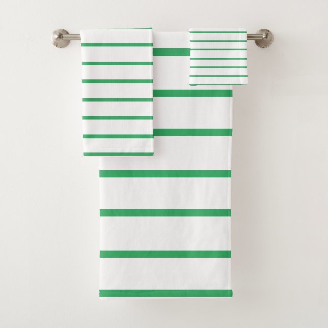 Conjunto De Toalhas Padrão de faixa decorativa verde marinho (Insitu)