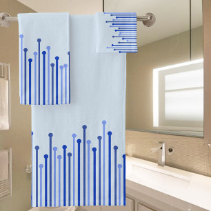 Conjunto De Toalhas Padrão de faixa moderna em azul pálido
