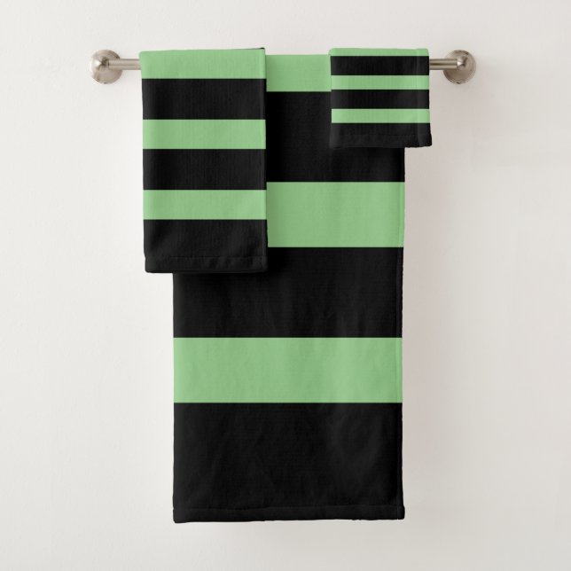 Conjunto De Toalhas Padrão de faixas pretas e verdes (Insitu)