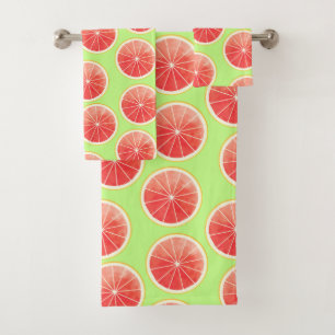 Conjunto De Toalhas Padrão de Fatias de Toranja Rosa