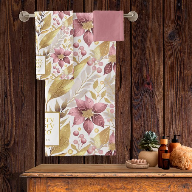 Conjunto De Toalhas Padrão de Feliz de Natal Dourado rosa nº 21 ID1009 (Criador carregado)