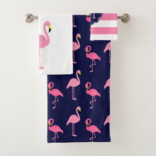 Conjunto De Toalhas Padrão de Flamingos Diversos (Insitu)
