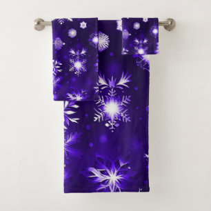 Conjunto De Toalhas Padrão de Floco de Neve Roxo