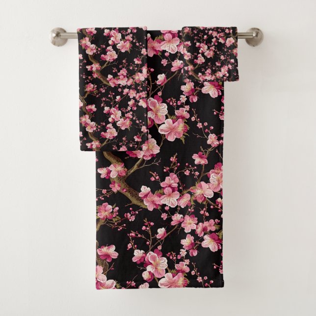 Conjunto De Toalhas Padrão de Flor de Cerejeira Sakura (Insitu)