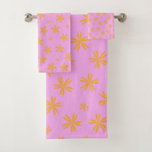 Conjunto De Toalhas Padrão de Flor de Hippie Cor-de-Rosa-Cor-de-Pré-Pi