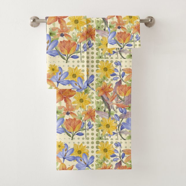 CONJUNTO DE TOALHAS PADRÃO DE FLOR DE LARANJA (Insitu)