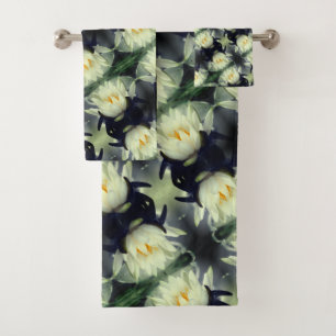 Conjunto De Toalhas Padrão de Flor de Lily de Água Lotus