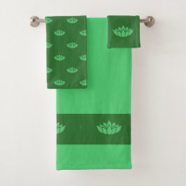Conjunto De Toalhas Padrão de flor de lótus verde