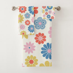 Conjunto De Toalhas Padrão de Flor Folk do Scandi Boho Moderno e Boni