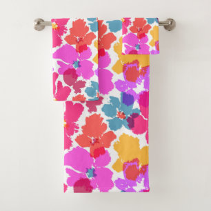 Conjunto De Toalhas Padrão de Flor Neon Moderno Colorida