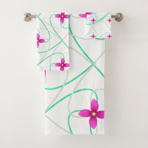 Conjunto De Toalhas Padrão de flor rosa