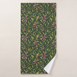 Conjunto De Toalhas Padrão de Flor Rosa Elegante em Fundo Escuro