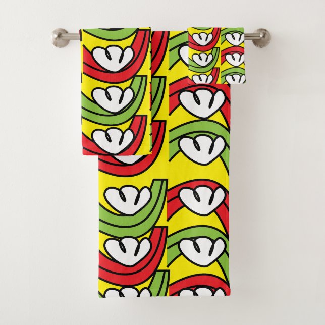 Conjunto De Toalhas Padrão de Flor Verde Vermelho Vegetal (Insitu)