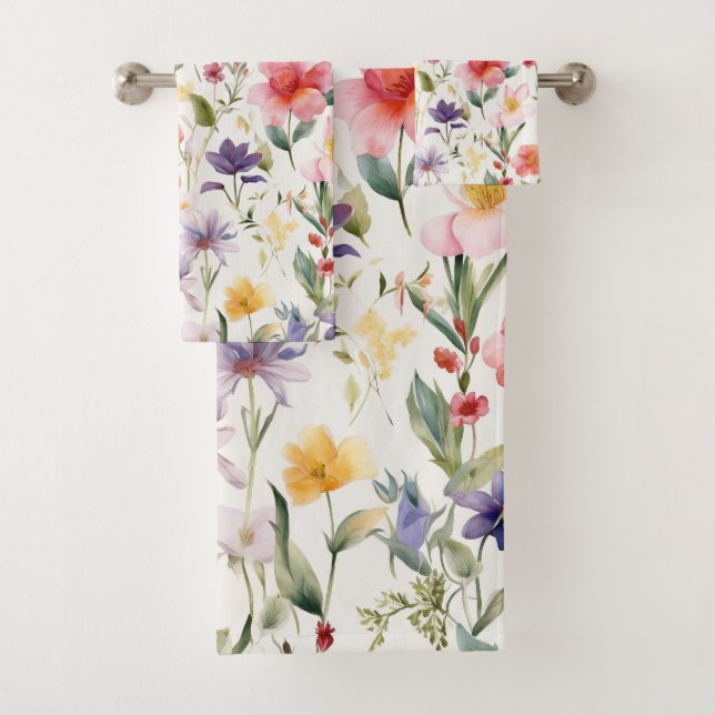 Conjunto De Toalhas Padrão de flores aquarela perfeita (Insitu)