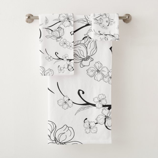 Conjunto De Toalhas Padrão de Flores Assustadoras 7 (Insitu)