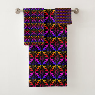 Conjunto De Toalhas Padrão de Flores Concho Arco-íris