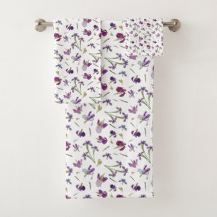 Conjunto De Toalhas Padrão De Flores De Íris De Leitura Rúscula Rú